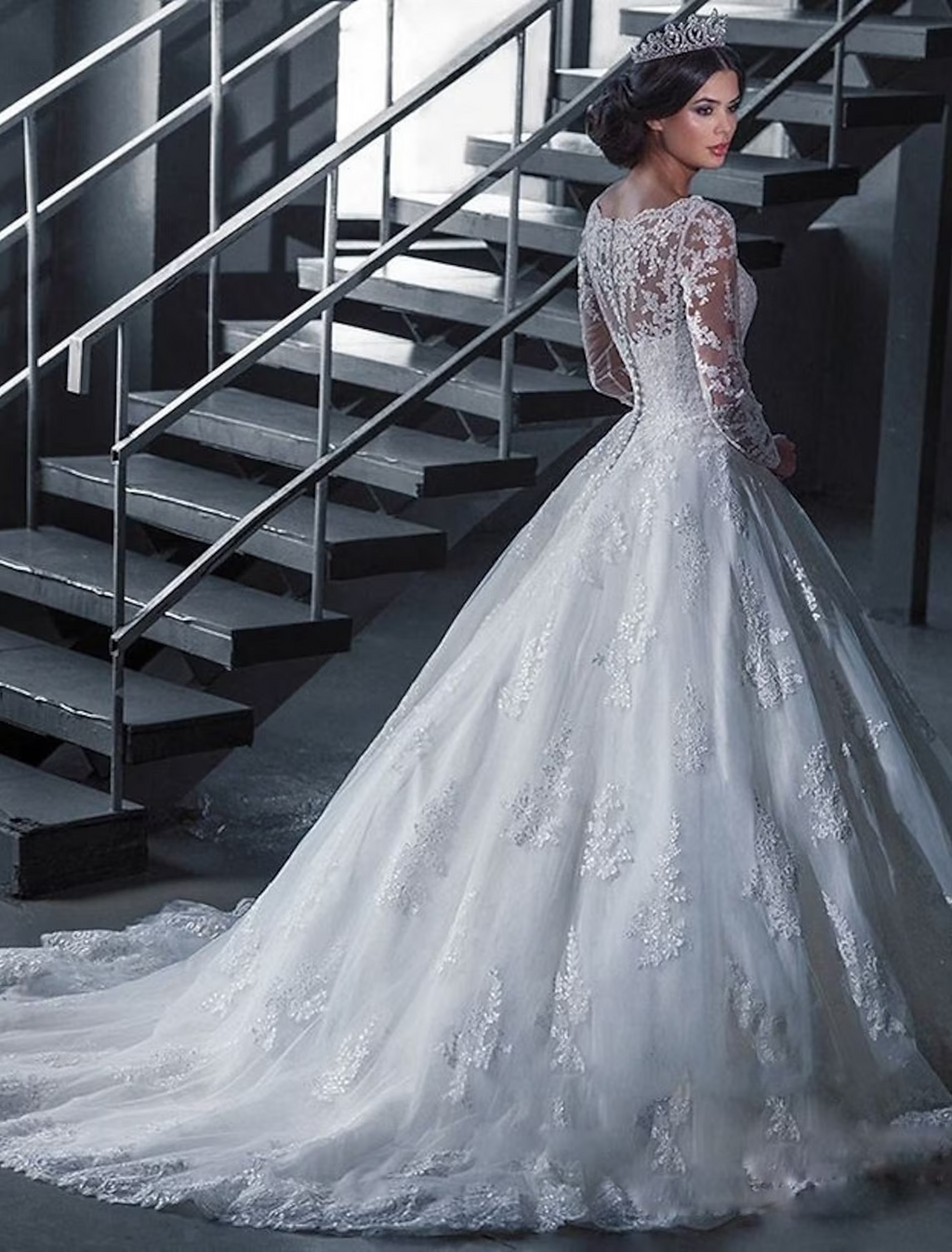 Engagement Formal Wedding Dresses Court Train A-Line Long Sleeve Off Shoulder With Appliques