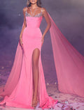 Mermaid / Trumpet Prom Dresses Sexy Dress Formal Wedding Guest Sweep / Brush Train Sleeveless Spaghetti Strap with Crystals