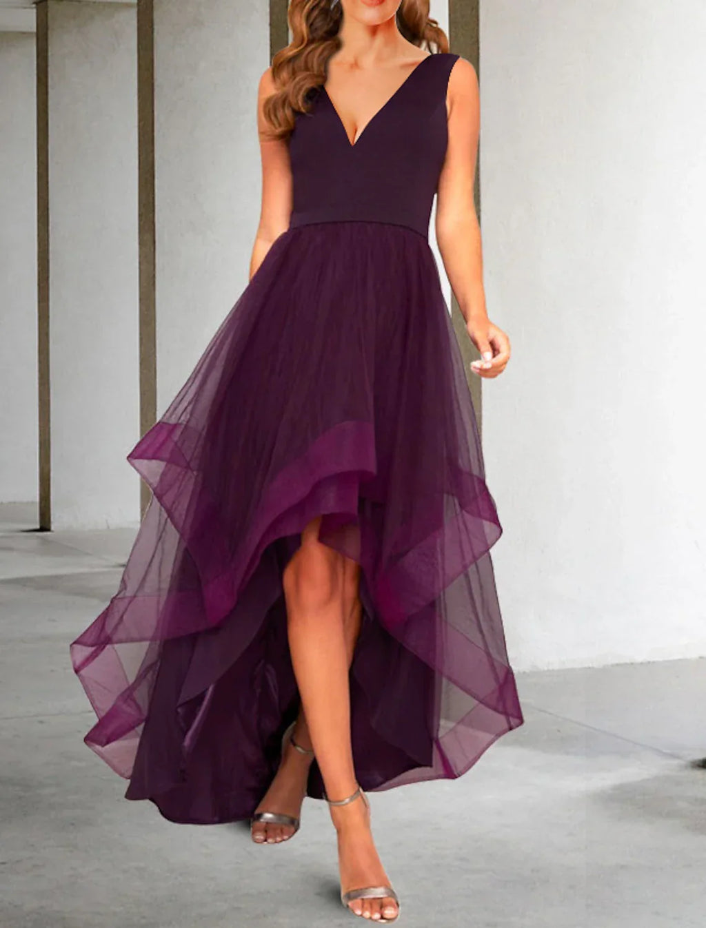 Cocktail Dresses Elegant Dress Kentucky Derby Semi Formal Tea Length Sleeveless V Neck Fall Wedding Guest with Ruched