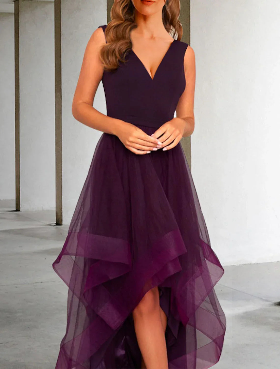 Cocktail Dresses Elegant Dress Kentucky Derby Semi Formal Tea Length Sleeveless V Neck Fall Wedding Guest with Ruched