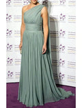 Evening Gown Empire Dress Formal Wedding Guest Court Train Sleeveless One Shoulder with Pleats