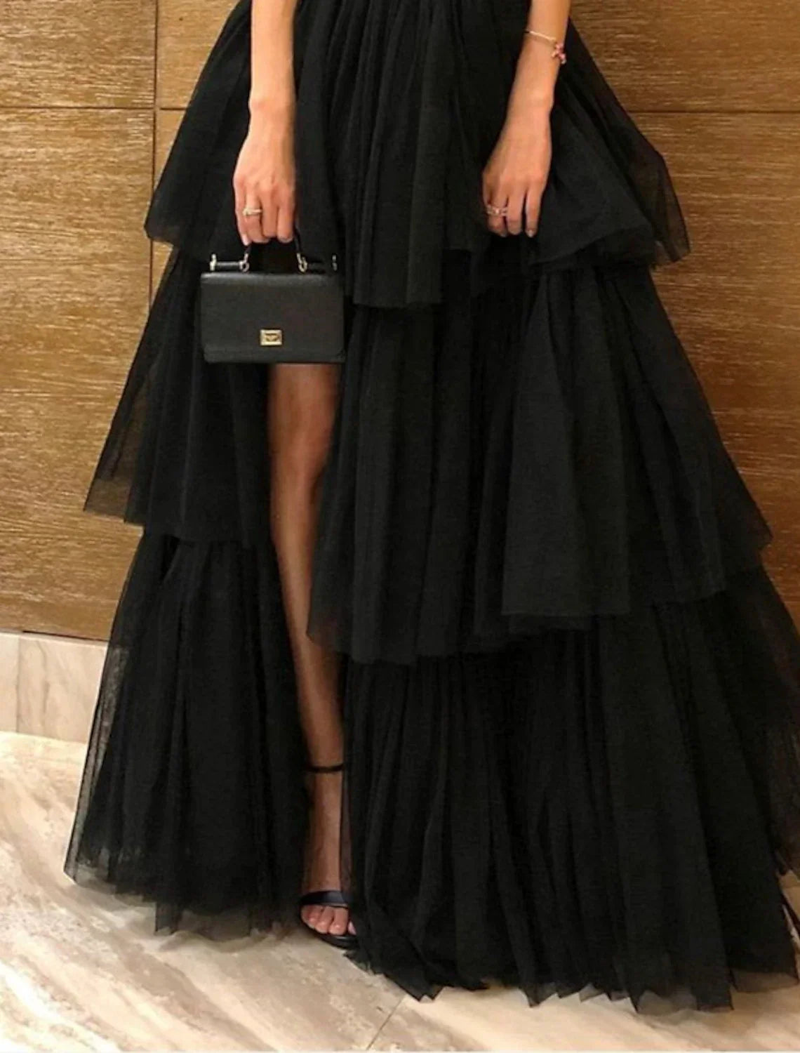 Black Evening Dress Dress Plus Size Tiered Plisse Dress Masquerade Prom Floor Length Sleeveless One Shoulder Gothic with Slit