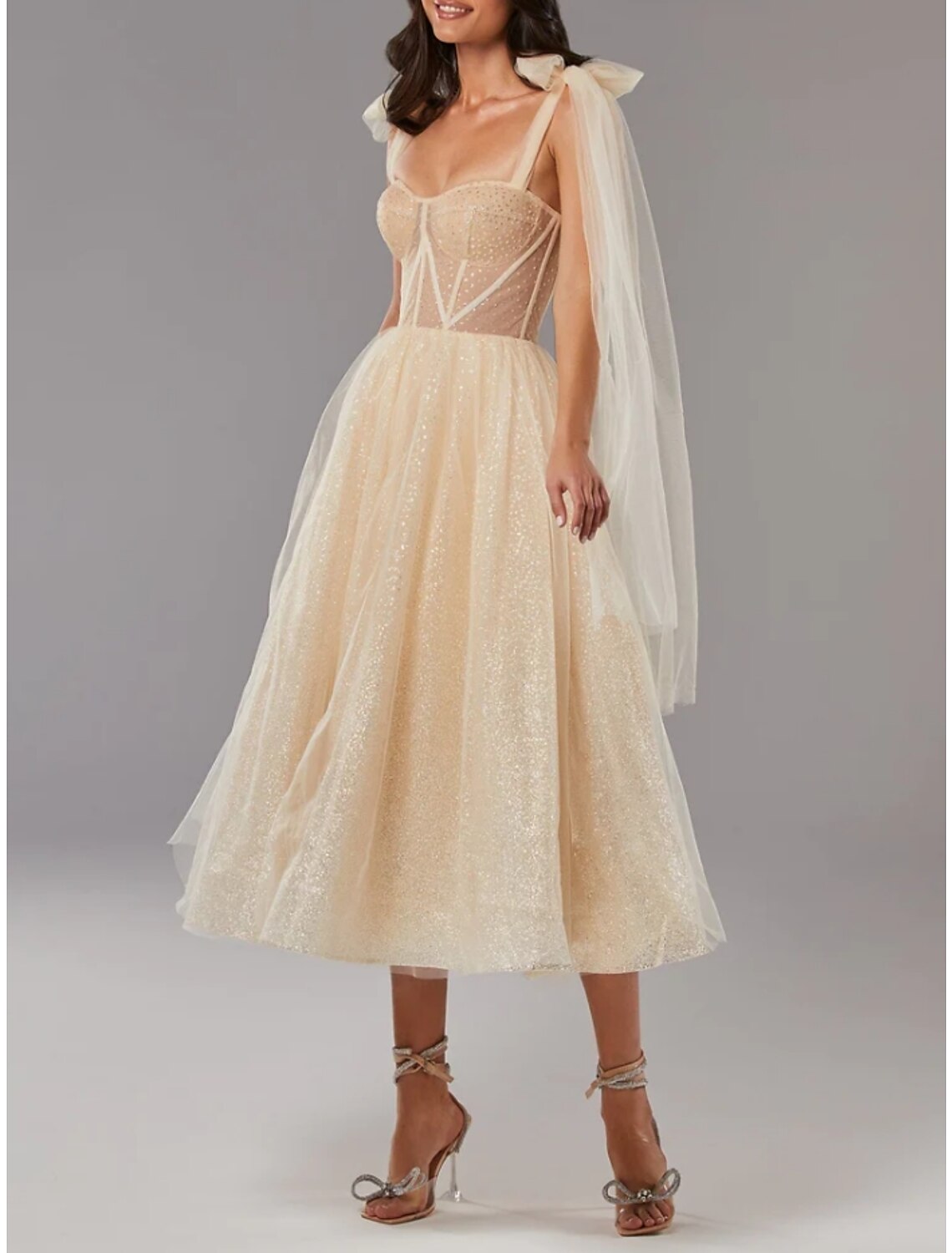 Formal Tea Length Sleeveless Sweetheart with Pleats