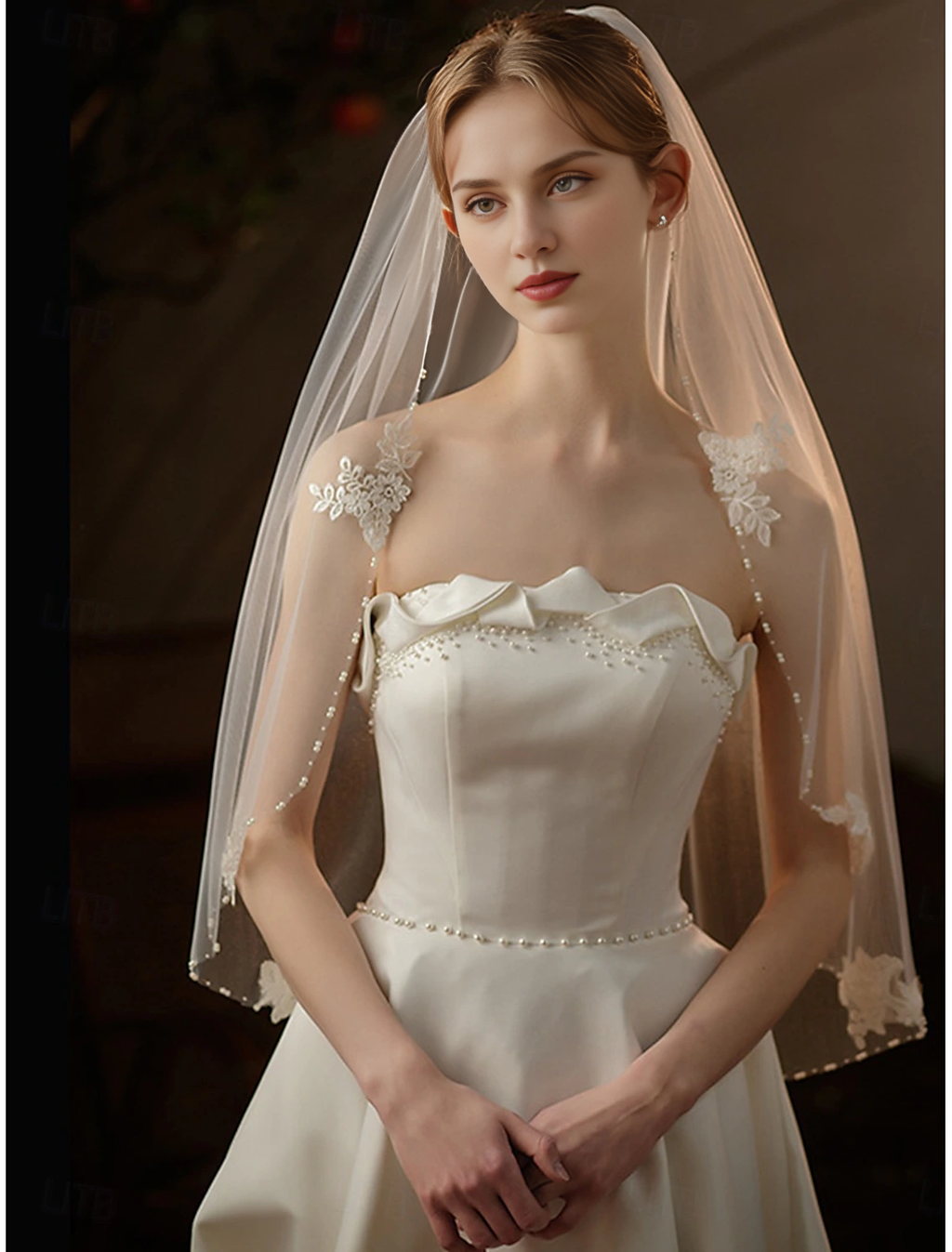 DingJi One-tier Comtemporary Stylish Wedding Veil Elbow Veils Romantic Flower Hot Sale Veil
