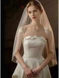 DingJi One-tier Comtemporary Stylish Wedding Veil Elbow Veils Romantic Flower Hot Sale Veil