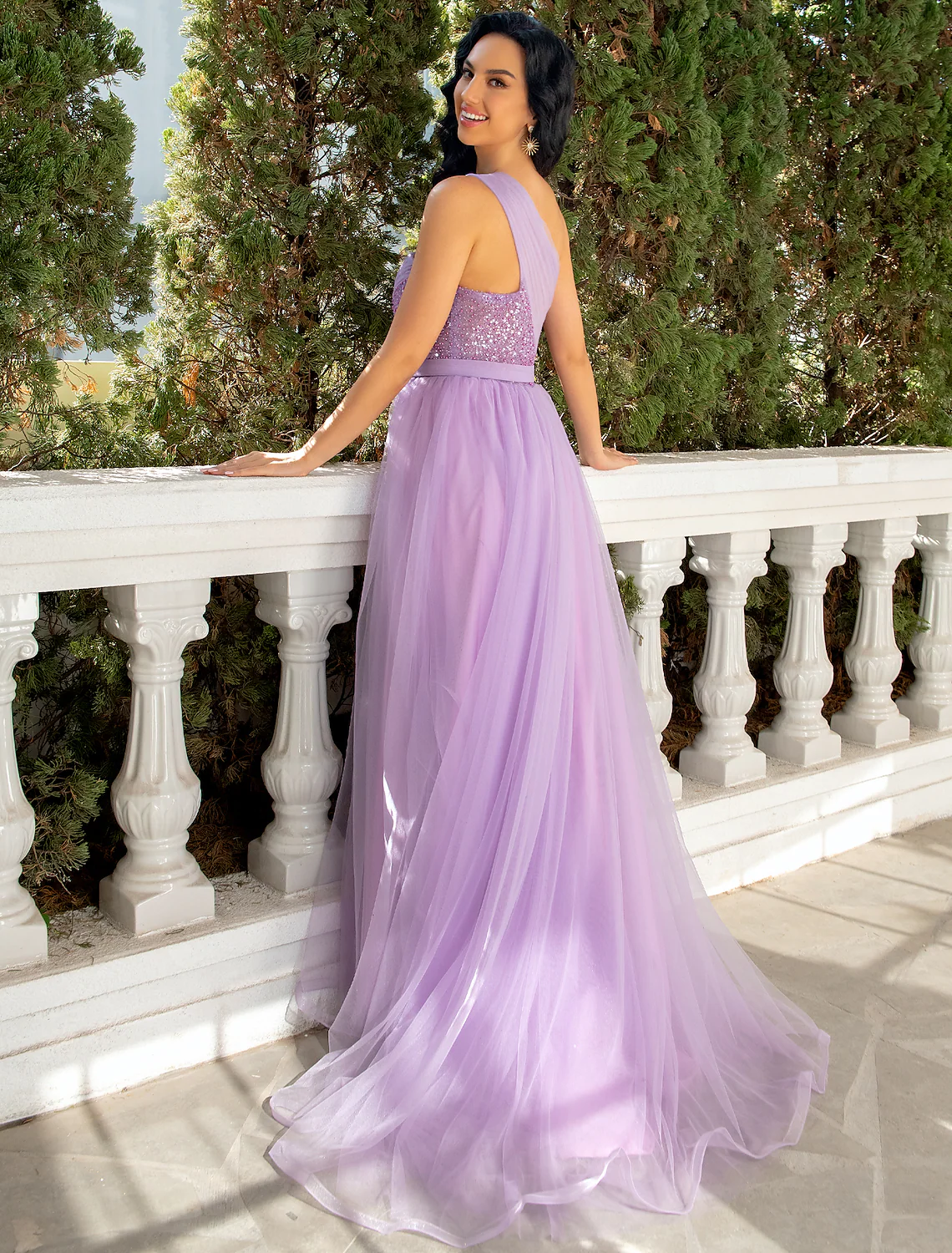 Party Dresses Sparkle Shine Dress Wedding Party Sleeveless One Shoulder with Pearls Slit