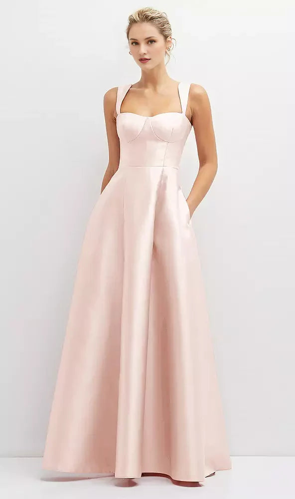 Blush Pink Sweetheart Neck Sleeveless Lace-Up Back Floor-Length Prom Dress