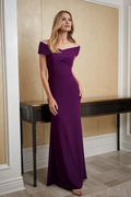 Sophisticated Mermaid Off‑The‑Shoulder Short‑Sleeve Zipper‑Back Floor‑Length Mother Of The Bride Dress