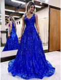 Sparkle & Shine Dress Formal Floor Length Sleeveless V Neck V Back