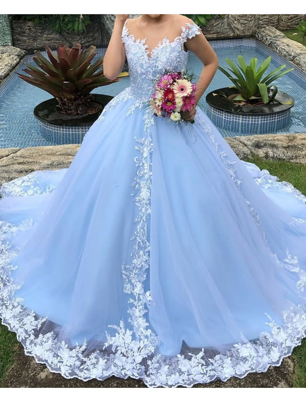 Engagement Wedding Dresses Formal Wedding Dresses Court Train Ball Gown Cap Sleeve V Neck With Appliques
