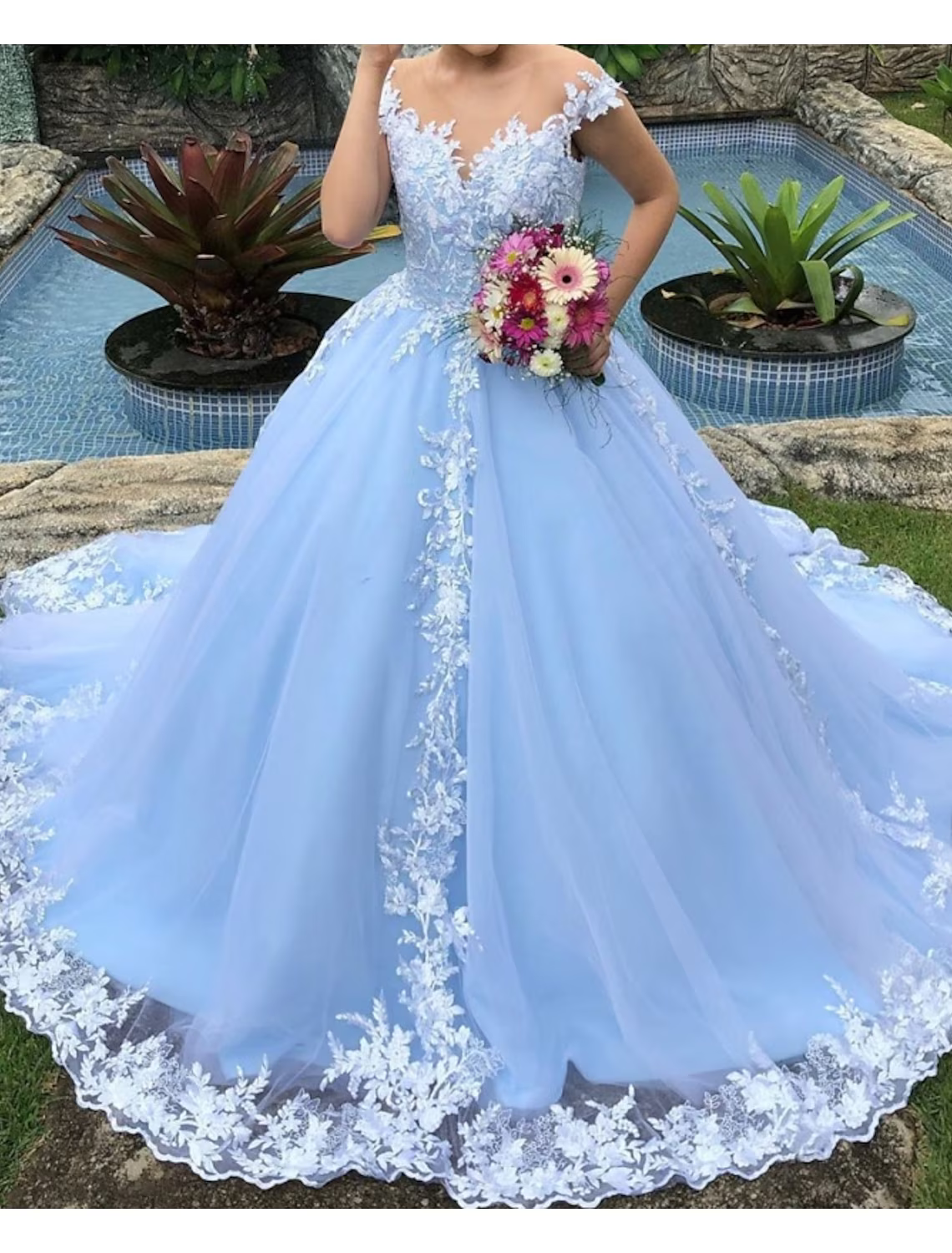 Engagement Wedding Dresses Formal Wedding Dresses Court Train Ball Gown Cap Sleeve V Neck With Appliques