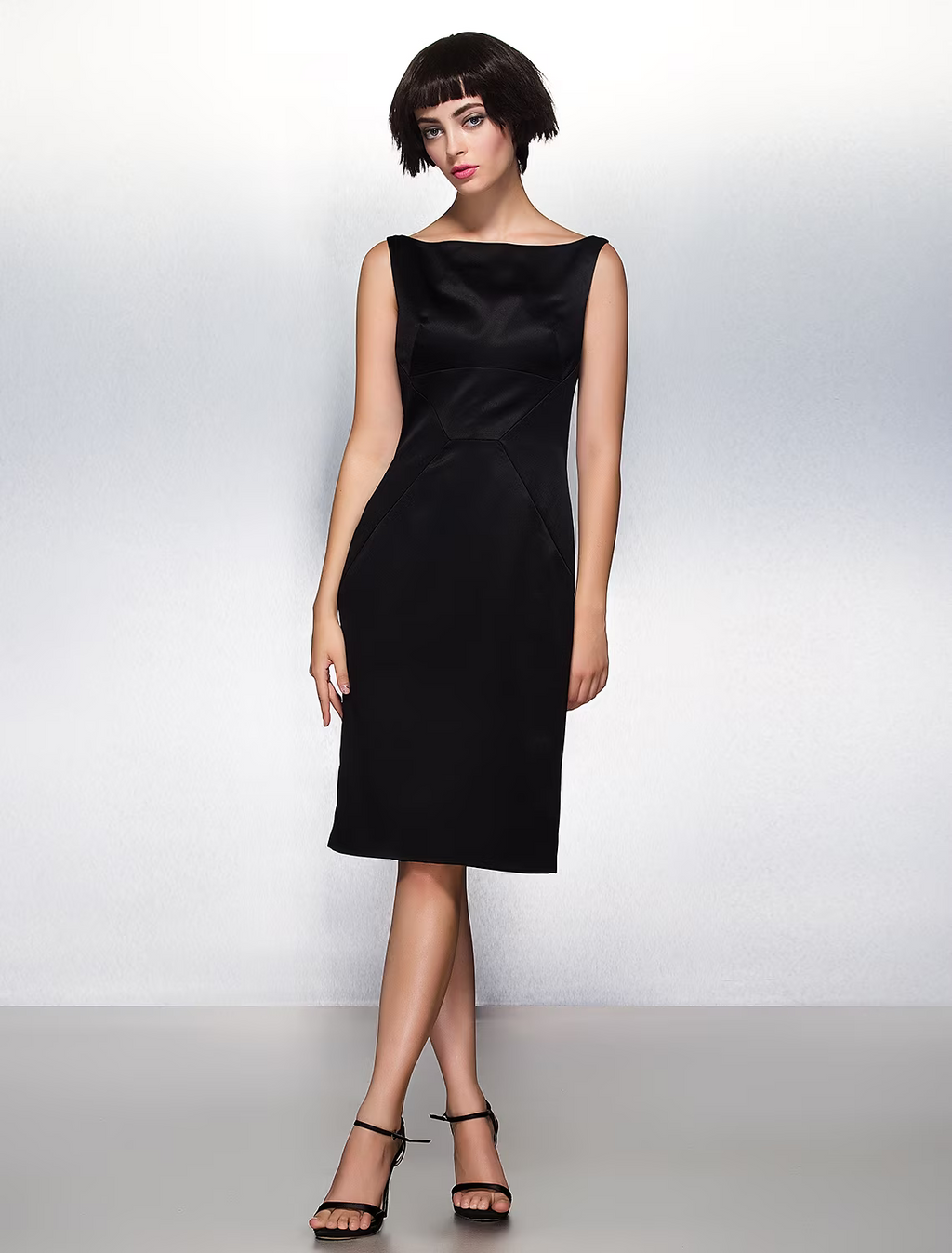 Wedding Guest Knee Length Sleeveless Bateau Neck with Pleats