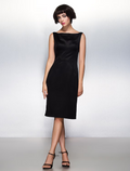 Wedding Guest Knee Length Sleeveless Bateau Neck with Pleats