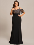 Wedding Guest Dresses Dress Formal Floor Length Short Sleeve Off Shoulder Fabric with Tassel