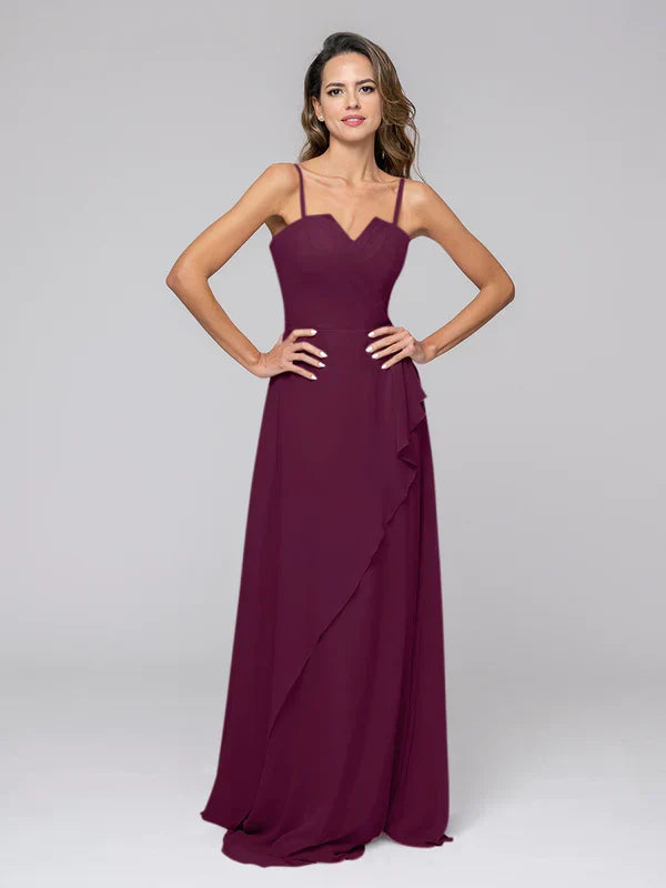 Ruffles Spaghetti Strap Sweetheart Bridal Party Dresses