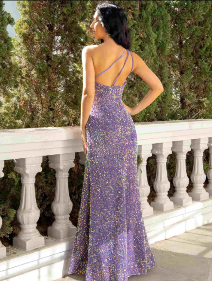 Sparkle Shine Dress Party Wear Floor Length Sleeveless One Shoulder