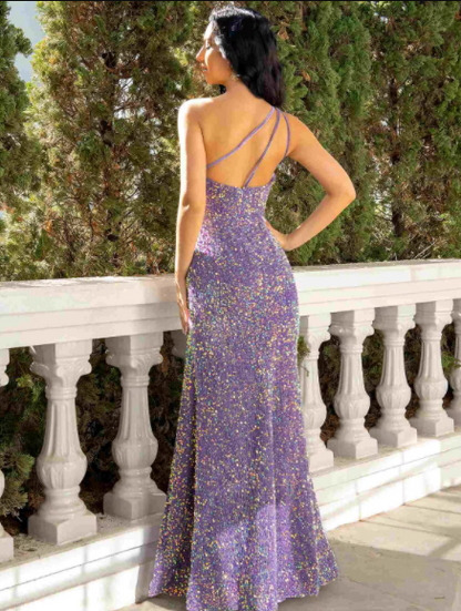 Elegant Red A-Line One-Shoulder Sleeveless Classic-Back Floor-Length Prom Dress