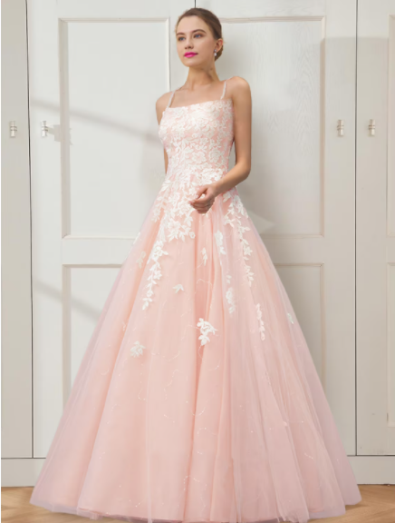 Floral Dress Masquerade Floor Length Sleeveless Strap Crisscross Back with Embroidery