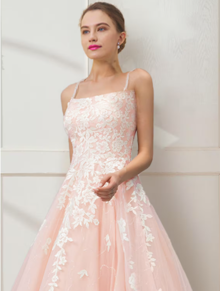 Floral Dress Masquerade Floor Length Sleeveless Strap Crisscross Back with Embroidery