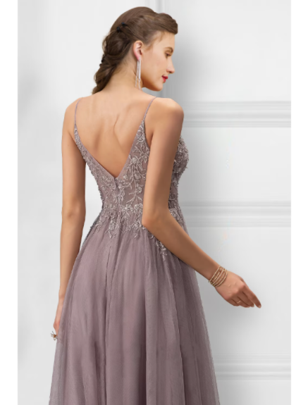 Floral Dress Party Wear Floor Length Sleeveless Strap with Slit