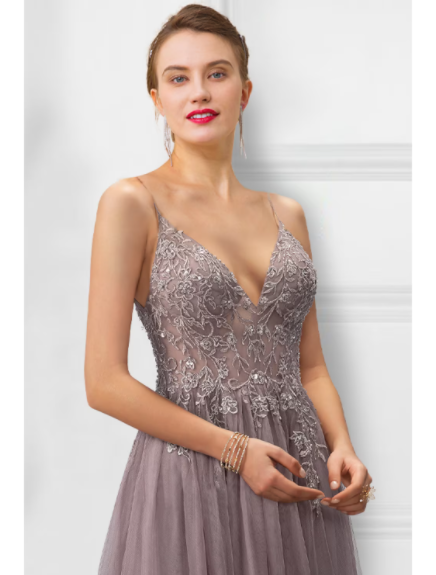 Floral Dress Party Wear Floor Length Sleeveless Strap with Slit