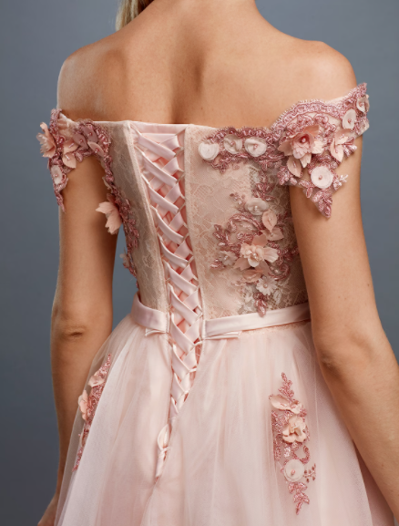Floral Dress Wedding Sleeveless Off Shoulder Over with Appliques