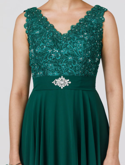Wedding Floor Length Sleeveless V Neck Back Beading