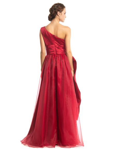 Prom Formal Evening Dress One Shoulder Sleeveless Floor Length with Side Draping