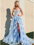 Corsets Dress Formal Court Train Sleeveless Off Shoulder with Slit
