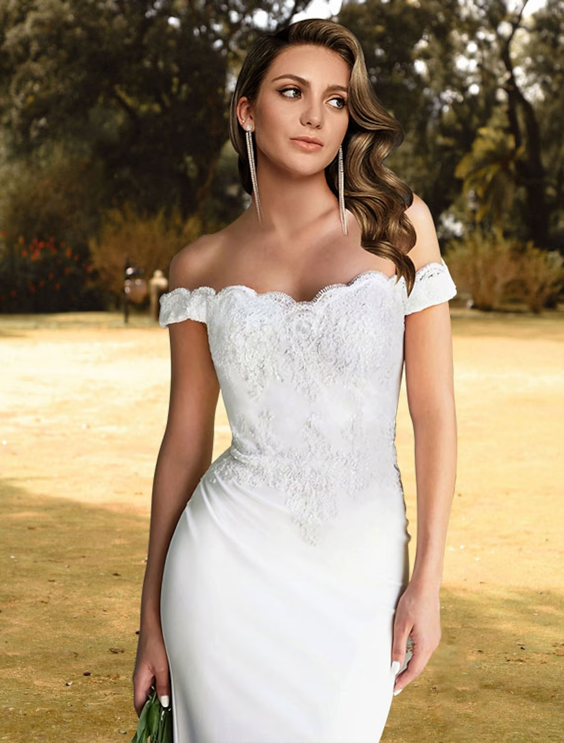 Beach Wedding Dresses Ball Gown Sleeveless Off Shoulder With Appliques