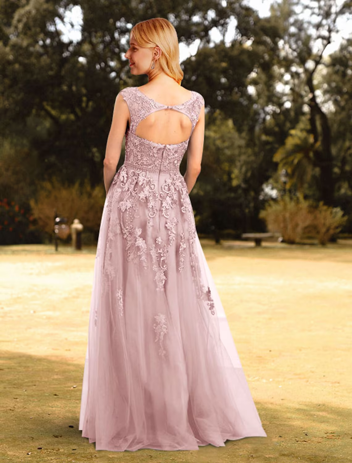 Floral Dress Wedding Guest Floor Length Sleeveless Jewel Neck with Appliques Pure Color
