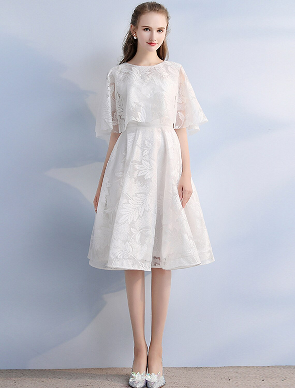 Cocktail Dresses Vintage Dress Party Wear Knee Length Half Sleeve Jewel Neck with Sleek