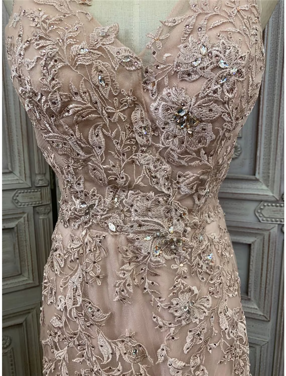 Party Wear Sleeveless V Neck with Appliques