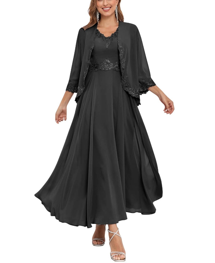 Mother of the Bride or Groom Dresses Two Pieces Jacket Sequins Formal Dress Wedding Guests Dresses