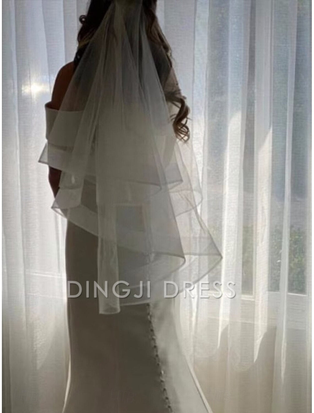 Ding Ji One-tier Comtemporary Stylish Wedding Veil Cathedral Veils Fringe Luxurious Hot Sale Veil