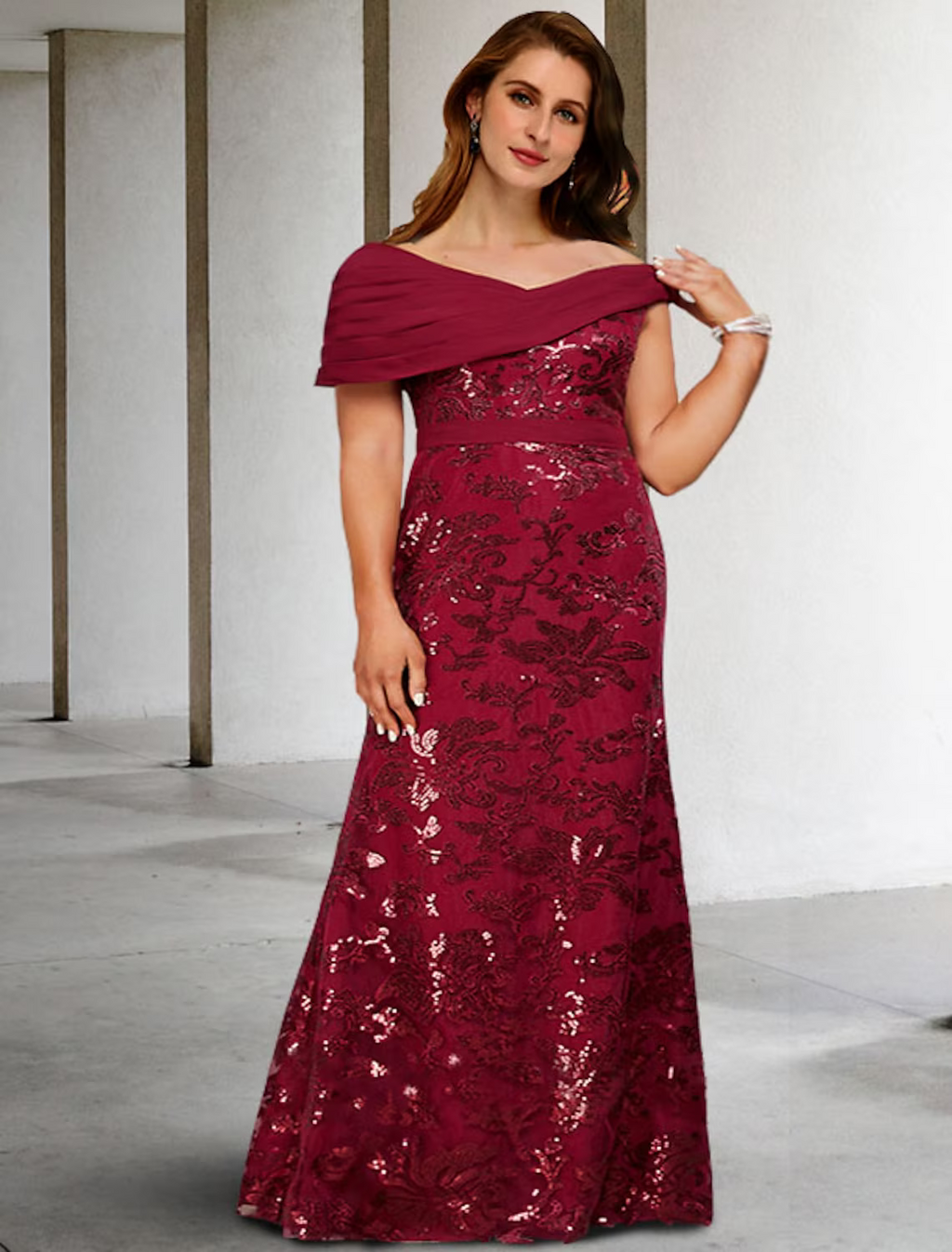 Plus Size Curve Mother of the Bride Dresses Elegant Dress Formal Floor Length Sleeveless V Neck with Appliques