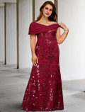 Plus Size Curve Mother of the Bride Dresses Elegant Dress Formal Floor Length Sleeveless V Neck with Appliques