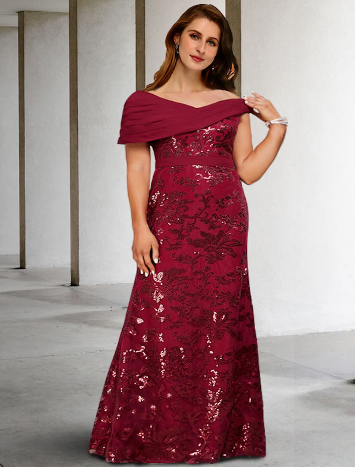 Plus Size Curve Mother of the Bride Dresses Elegant Dress Formal Floor Length Sleeveless V Neck with Appliques