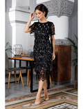 Party Dresses Vintage Dress Short Sleeve Jewel Neck Nylon with Tassel Embroidery Splicing