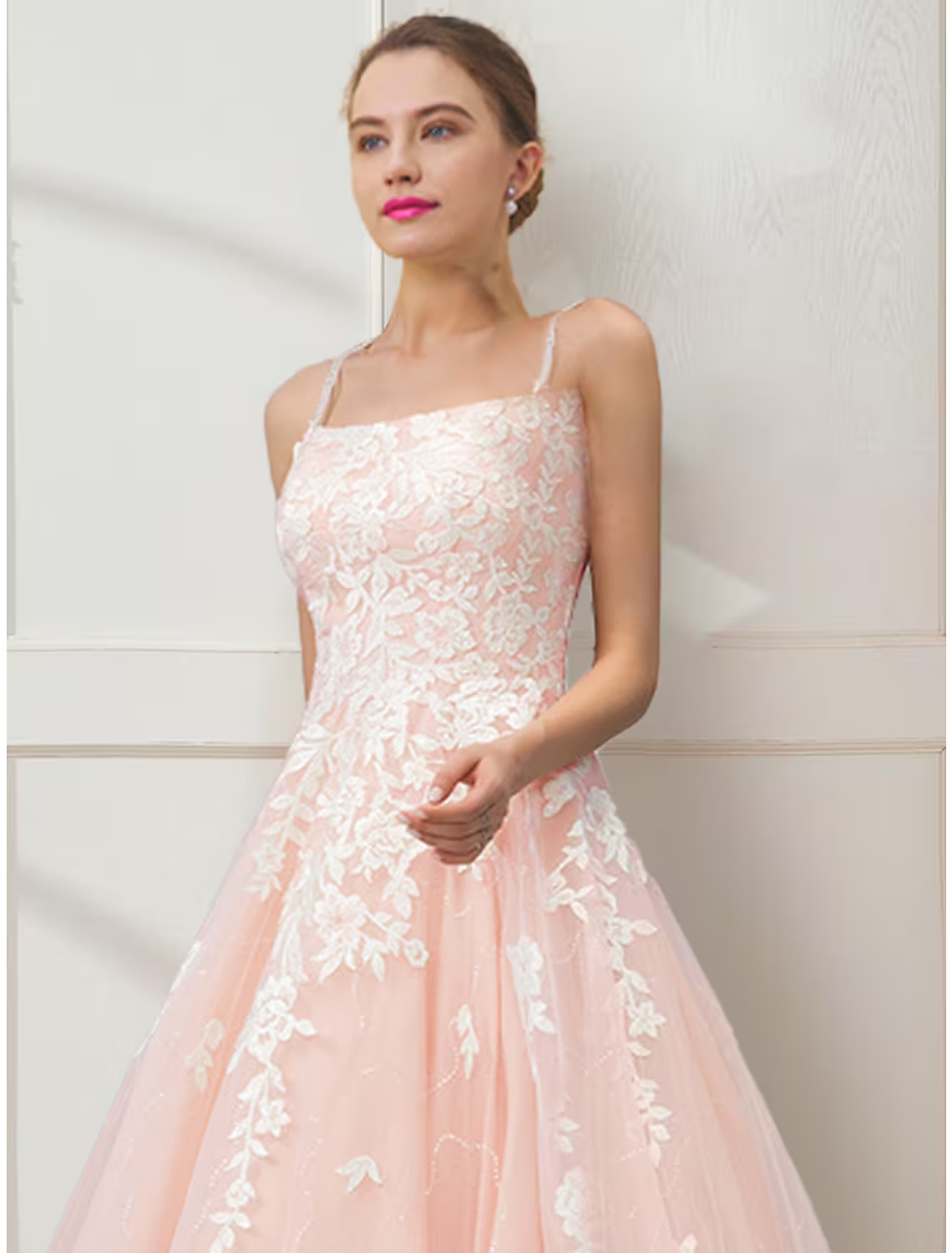 Ball Gown Prom Dresses Floral Dress Masquerade Floor Length Sleeveless Spaghetti Strap Crisscross Back with Embroidery