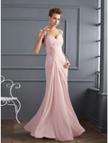Mermaid / Trumpet Evening Gown Sparkle & Shine Dress Formal Floor Length Sleeveless Spaghetti Strap with Rhinestone Ruched