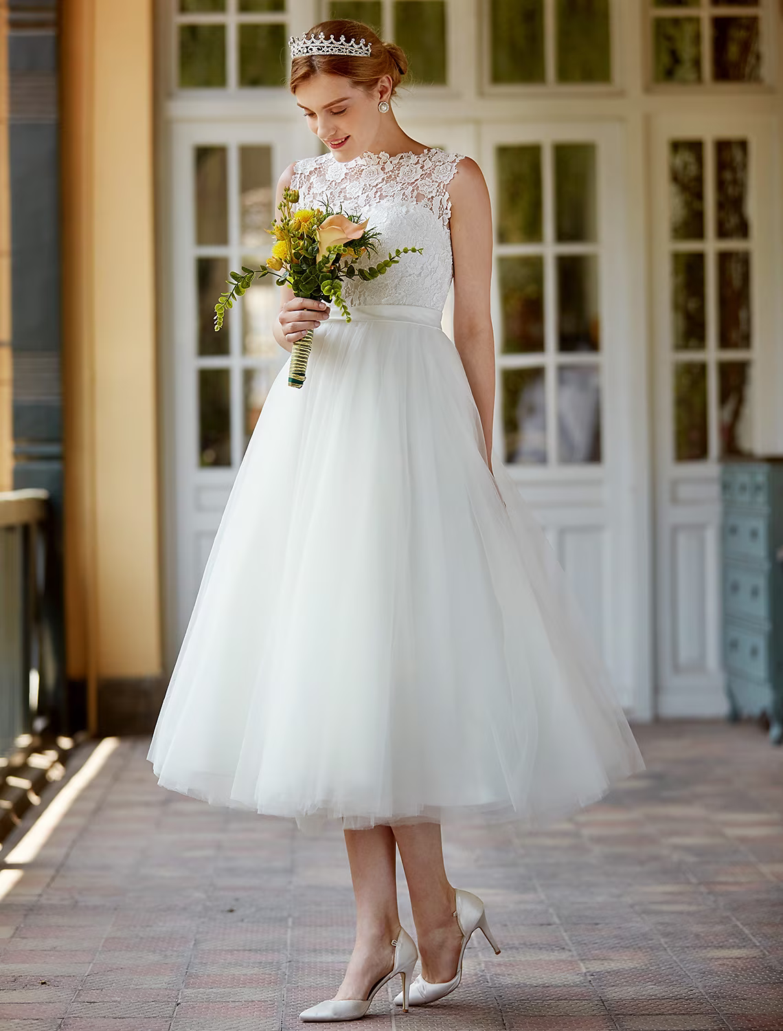 White Little Dresses Wedding Dresses Length A-Line Regular Straps Neck Over With Buttons