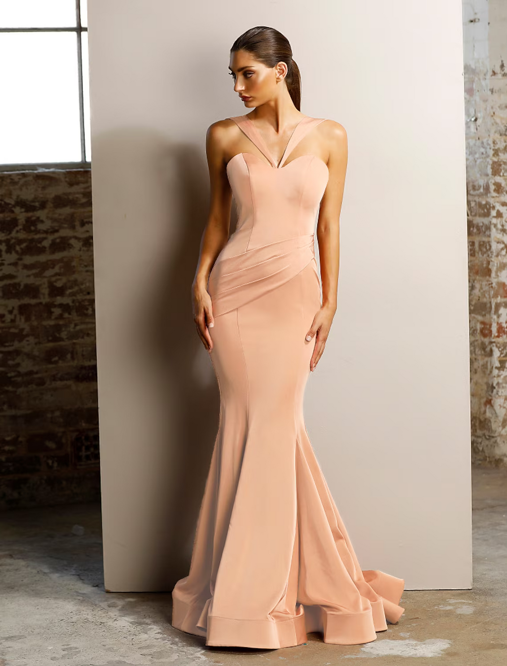 Engagement Formal Evening Birthday Dress Sleeveless Floor Length with Ruched