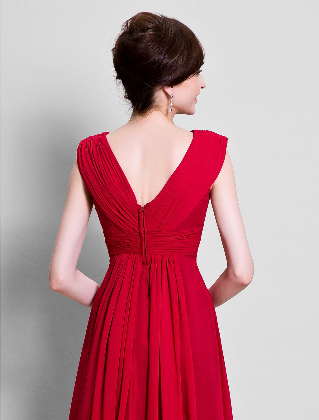 Mother of the Bride Dress Open Back V Neck Floor Length Sleeveless with Beading Side Draping