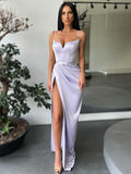 Sheath/Column Elastic Woven Ruched V-neck Sleeveless Sweep/Brush Train Dresses