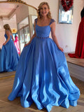 A-Line/Princess Beading Straps Sleeveless Sweep/Brush Train Dresses