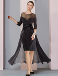 Two Piece Mother of the Bride Dress Formal Wedding Guest Elegant detachable Knee Length Sleeve with Bow(s) Appliques