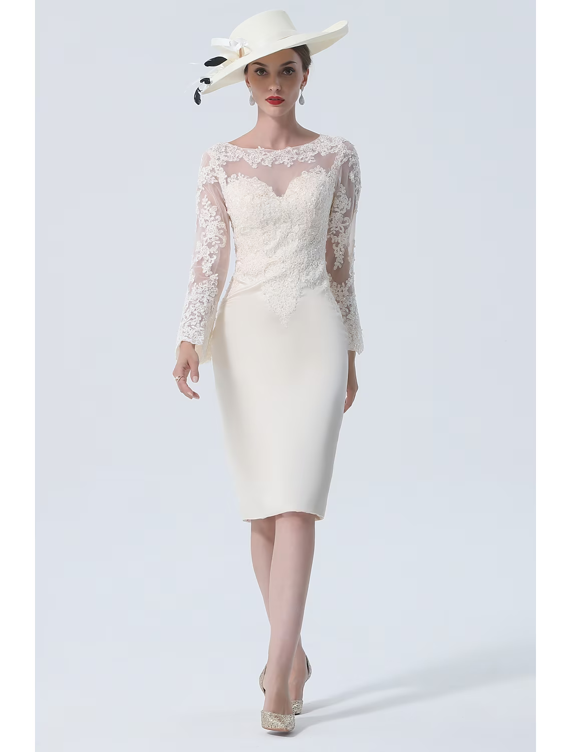 Mother of the Bride Dress Vintage Plus Size Elegant Knee Length Long Sleeve