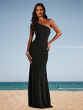 Floral Dress Wedding Party Floor Length Sleeveless One Shoulder Spandex with Appliques