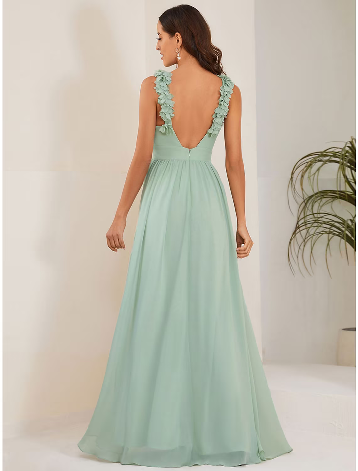 Wedding Guest Dresses Elegant Dress Formal Floor Length Sleeveless Jewel Neck with Pleats Flower